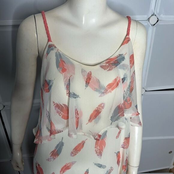 Xhilaration Sheer Boho Feather Maxi Dress Size Medium - Picture 8 of 9